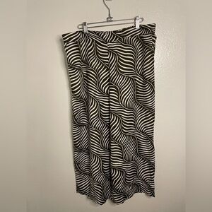Ann Taylor Womens Linen Blend Crop Wide Jeg Pants Size L Pull On White/Brown